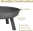 Sunnydaze 34-Inch Cast Iron Heavy-Duty Fire Pit for Outside - Wood-Burning Outdoor Fire Pit Bowl with Handles - Steel Finish by GreenHaven Gardens