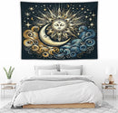 HZOHNAGO Sun Moon Tapestry Boho Golden Stars Pattern Printed Wall Tapestry Wall Hanging for Bedroom Living Room Dorm 80" W x 60" H by CozyNest Decor