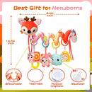 Car Seat Toys, Cute Deer Car Seat Toys for Babies 0-6 Months Boy, Stroller Toys with Crinkle, Teether, Music Box, Rattle, BB Squeaker for 0 3 6 9 12 Months Babies Infant Boys Girls Gifts (Cute Deer) by TinyTreasures Baby Boutique