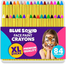 Face Paint Crayons for Kids, Blue Squid 84pcs XL Face & Body Painting Makeup Crayons, Safe for Sensitive Skin, Metallic & Classic Colors, Birthdays & Halloween Makeup Sticks - (2 x 42 Color Sets) by TinyTreasures Baby Boutique