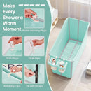 Collapsible Baby Bathtub Foldable Bathtub for Toddler Portable Large Foldable Bath Tub Bathtub for Kids Petite with Thermometer and Storage Basket (Green) by TinyTreasures Baby Boutique