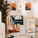 Personalized Nursery Crib Bedding Set: Orange Forest Custom Name 5 Piece Baby Crib Sets with Sika Deer Theme - Toddler Double Layer Blanket Set, Comfortable Crib Bed Sheets for Baby Grils by TinyTreasures Baby Boutique