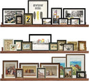 AZSKY 48 Inch Long Floating Shelves Wall Mounted Light Walnut Narrow Photo Picture Ledge Shelves Set of 3 Nursery Book Shelves Photo Frames Display Shelves Kitchen Spice Rack by CozyNest Decor