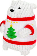 Giftable World Holiday Plush Pet Toy Fun for Christmas Designs with Squeaker Dog Chew Toy (7" Tubby Polly Bear w/Sweater & Squeaker) by TinyTreasures Baby Boutique