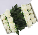 White Fake Roses Artificial Flowers - 16 Pcs Fake Artificial Roses Silk Flowers with Stems for Home Wedding Hotel Office Centerpiece Decor by CozyNest Decor