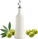 LYEOBOH Olive Oil Dispenser Bottle, Oil Dispenser for Kitchen, Ceramic Cooking Vinegar Dispensing Bottles with Spout, White by CozyNest Decor