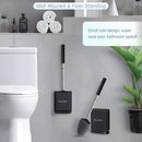 Sellemer Toilet Brush and Holder Set - Flexible Toilet Bowl Brush Head with Silicone Bristles, Compact Size for Storage and Organization, Ventilation Slots Base (1 Pack, Black) by CozyNest Decor