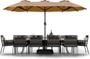 Shintenchi 16FT Large Patio Umbrella with Base, Outdoor Double-Sided Rectangular Umbrella, Market Umbrella with Crank Handle for Poolside Lawn Garden, Khaki by GreenHaven Gardens