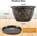 12-inch-Flower-Pots-Outdoor-Indoor, 4 Pack Plastic Planter Pots for Plant with Drainage Hole Saucer, Decorative Resin Garden Container with Tray by GreenHaven Gardens