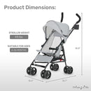 Dream On Me Rover Convenience Baby Stroller in Gray, Lightweight & Compact Umbrella Stroller, Easy one-Hand fold Travel Stroller, Lockable Rear Wheels, Removable & Adjustable Canopy by TinyTreasures Baby Boutique
