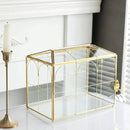 Glass Card Box with Slot, 10.2 inch Large Gold Clear Card Box for Wedding Receptions, Decorative Storage Box with Lock for Baby Shower, Birthday Party, Bridal Shower by CozyNest Decor
