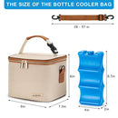 Breastmilk Cooler Bag with Ice Pack Fits 6 Baby Bottles Up to 5 Ounce, Baby Bottle Bag with Shoulder Strap for Nursing Mom Daycare, Cream by TinyTreasures Baby Boutique