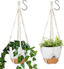 GARDIFE 10 Inch Hanging Planters with Macrame Plant Hanger for Indoor and Outdoor Plants, 2 Pack Large Self Watering Hanging Plant Pot with Basket Flower Pot with Drainage Hole, White by GreenHaven Gardens