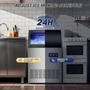 220LBS Commercial Ice Maker Machine - 72PCS Ice Cubes per Round, Undercounter/Freestanding Ice Machine, 55LBS Ice Storage Capacity for Home Bar and Outdoor, Stainless Steel Self-Cleaning by CozyNest Decor