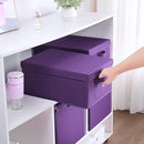 HOONEX Storage Bins with Lids for Organizing, Pack of 2, Storage Boxes with 2 Carry Handles and Sturdy Heavy Cardboard, 16.5" L x 11.8" W x 7.5" H for Shoes, Books, Clothes, Nursery, Dark Purple by TinyTreasures Baby Boutique
