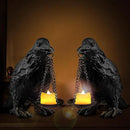 Raven Gothic Home Decor Fake Crow Light Holder Raven Lamp Tealight Candle Holder Resin Raven Statue 2PCS by CozyNest Decor
