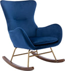Velvet Rocking Accent Chair Upholstered Nursery Glider Rocker for Baby/Kids Comfy Nursing Lounge Side Chair for Living Room Bedroom, Blue by TinyTreasures Baby Boutique