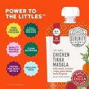 Serenity Kids 6+ Months Chicken Tikka Masala Baby Food Puree Pouches - High Protein Ethically Sourced Chicken & Organic Veggies - BPA-Free Toddler Pouches - 3.5 Oz, 12 Pack by TinyTreasures Baby Boutique