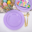 FLOWERCAT 60PCS Purple Plates - Heavy Duty Purple Plastic Plates Disposable for Easter Party/Wedding - Include 30PCS 10.25" Dinner Plates and 30PCS 7.5" Dessert Plates by CozyNest Decor