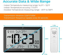 Wall Clock Atomic with Indoor Outdoor Temperature Battery Powered, Easy Reading with 10.5 Inch Large LCD Display, 330FT Range Table Wall Clock with DST, 12/24 Hour for Living Room Kitchen (Black) by CozyNest Decor