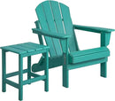 WO Home Furniture Adirondack Chair Table Set of 2 PCS Outdoor Folding Chair w Side Table Weather/UV Resistant for Lawn, Garden, Bon Fire, Balcony (Turquoise) by GreenHaven Gardens