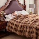 Fluffy Faux Fur Throw Blanket – Super Soft Warm Thick Plush Blanket for Bed, Couch & Office, Cozy Fuzzy Throw with Flannel Backing,108"x90", Brown by CozyNest Decor