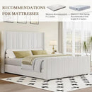 HOMBCK Full Bed Frame Upholstered Bed with Vertical Channel Tufted Headboard & Footboard/Wooden Slats/No Box Spring Needed/Easy Assembly, Cream by CozyNest Decor