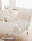 Txtin's Comfy Accent Chair Reading Chair for Bedroom Cozy Wing Arm Living Room Single Sofa Chair with Angle Adjustable Arms Beige Corduroy Easy Assembly by CozyNest Decor