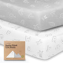 KeaBabies 2-Pack Organic Crib Sheets for Boys, Girls - 52x28 Fitted Crib Mattress Sheet Neutral, Breathable Jersey Cotton Cover for Baby Bed, Toddler Mattress, Soft & Cute Prints (ABC Land Cloud) by TinyTreasures Baby Boutique