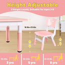 FUNLIO Kids Table and 4 Chairs Set, Height Adjustable Toddler Table and Chair Set for Ages 3-8, Easy to Wipe Arts & Crafts Table, for Classrooms/Daycares/Homes, CPC & CE Approved (5-Piece Set) - Pink by CozyNest Decor