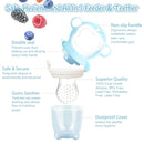 Baby Fruit Food Feeder - Silicone Nibble Tray Combo - Breastmilk Popsicle Mold for Cooling Relief, BPA Free Mesh Feeder for Infant Self Feeding (Monkey Blue + Pineapple) by TinyTreasures Baby Boutique