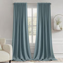 MIULEE Greyish Blue Back Tab Blackout Curtains 108 Inch Long 2 Panels Set for Bedroom, Rod Pocket/Pinch Pleat Extra Long Thermal Insulated Living Room Darkening Pleated Light Blocking Drapes by TinyTreasures Baby Boutique