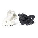 RaZbaby RaZberry Silicone Teether Pacifier – Teething Relief for Infants, Food-Grade, BPA-Free, Hands-Free, Natural Berrybumps Fruit Texture for Sensory Development, Freezable, 2-Pack - Black & White by TinyTreasures Baby Boutique