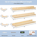 Picture Ledge Shelf for Wall, 24 inches Solid Pine Wood Nursery Book Shelves 3 Packs, Floating Ledge Shelves for Kids' Room Bedroom Bathroom Living Room Photo Frames Office Nursey Wall Decor, Natural by TinyTreasures Baby Boutique