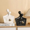 Porcelain Romantic Couple Figurines Statue White Aesthetic Decorations Hugging Couple Sculptures - Modern Ceramic Sculpture Home Accents for Living Room Bedroom Coffee Table, Desktop, Bookshelf by CozyNest Decor