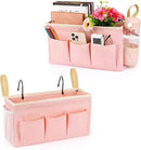 Bedside Caddy Bedside Organizer Bedside Storage Caddy with Fixed Straps and Water Bottle Holder for Home College Dorm Bunk Bed Hospital Bed Crib Bed Rails (2pcs Pink) by CozyNest Decor