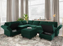 Belffin Modular Sectional Sofa with Storage Seat Oversized U Shaped Couch with Reversible Chaise Velvet Sofa Set with Ottoman Green by CozyNest Decor