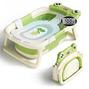 Baby Bathtub, Collapsible Newborn Bathtub for Infant to Toddler 0-24 Months with Soft Cushion and Thermometer,Portable Travel Newborn Tub with No-Slip Feet, Baby Shower Gifts,Green by TinyTreasures Baby Boutique