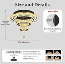 Flashing God Modern Crystal Chandeliers Dia 24" Black Chandelier Flush Mount Ceiling Light for Bedroom Living Room Dining Room Hallway Dimmable 3 Rings LED Celing Lighting Fixtures by CozyNest Decor
