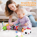 Baby Toys 0-6 6-12 Months, Sensory Musical Animal Stuffed Toy for Infant 0-3 3-6 Months, Tummy Time Toys with Mirror Crinkle Rattle, Plush Unicorn Cat Toy Gifts for 0 1 2 3 4 5 6+ Months Boys Girls by TinyTreasures Baby Boutique