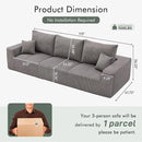 Boneless Cloud Couch Sofa for Living Room, 112" 3 Seater Grey Modern Lounge Sleeper Couch, No Assemble, Cordury Compression Upholstered Couches by CozyNest Decor