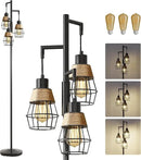 Oneach 68" Floor Lamps for Living Room, Stepless Dimmable Boho Floor Lamp with 3 Bulbs, Tall Farmhouse Industrial Corner Standing Tree Lamp for Bedroom, Office, Study Room, Dining Room, Black by CozyNest Decor