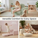 Tiny Land 2-in-1 Foldable Kids Couch with Pockets – Soft Thick Toddler Sofa, Lounger Couch, Convertible Kids Chair for Playroom, Bedroom or Living Room, Gift for Boys & Girls (Pink) by CozyNest Decor