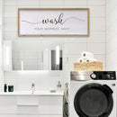 Wash Your Worries Away Bathroom Wall Art 24×10 Inch Wood Framed Decor Funny for Laundry Room Restroom Modern Rustic Inspirational Sign (Wood) by CozyNest Decor