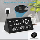Kogonee Wooden Digital Alarm Clock, 0-100% Dimmer, 2 Alarm Settings, Weekday/Everyday Mode, 9 Mins Snooze, 12/24H, Temperature and Date Display for Office, Travel, Bedroom Alarm Clock (Black) by CozyNest Decor