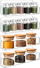 Acrylic Spice Rack Wall Mount-9 Inch, Clear Spice Shelf Storage Holder, 4 Pack Hanging Seasoning Rack Organizer for Cabinet Door, Cupboard or Wall Kitchen (Adhesive or Screw) by CozyNest Decor