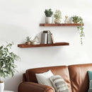 Floating Wall Shelves 2-Pack - 24-Inch Rustic Brown Wooden Shelves for Storage and Décor, Easy Installation for Living Room, Bedroom, and Kitchen by CozyNest Decor