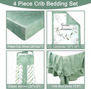 Green Leaf Crib Bedding Set, 4-Piece Baby Boy Bedding Set, Neutral Nursery Bedding Set, Fitted Crib Sheet, Crib Skirt, Baby Quilt, and Diaper Stacker, Sage by TinyTreasures Baby Boutique