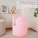 Large Woven Laundry Basket Hamper,80L Cotton Rope Storage Bin for Blankets,Toys and Clothes,Decorative Tall Nursery Hamper for Living Room,Baby Nursery,Bathroom and Bedroom,Pink by CozyNest Decor