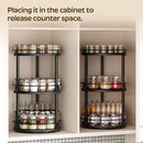 3-Tier Lazy Susan Organizer, Rotating Spice Rack, Spinning Organizer, Industrial Turntable Spice Rack Organizer for Cabinet, Kitchen Countertop, Pantry, Black SR23BK by CozyNest Decor